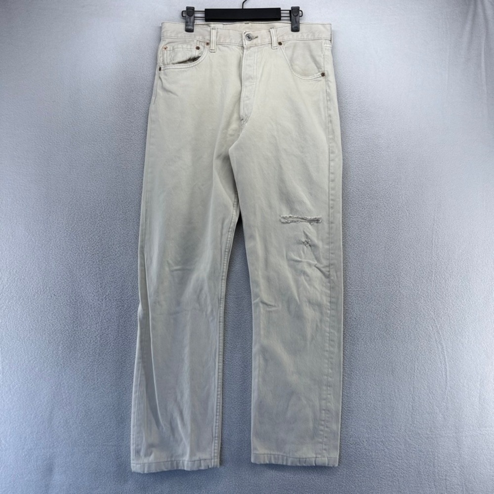 Vintage Levis Jeans Men's 34x36 Fits 32x31 Beige White Distressed 501xx USA made